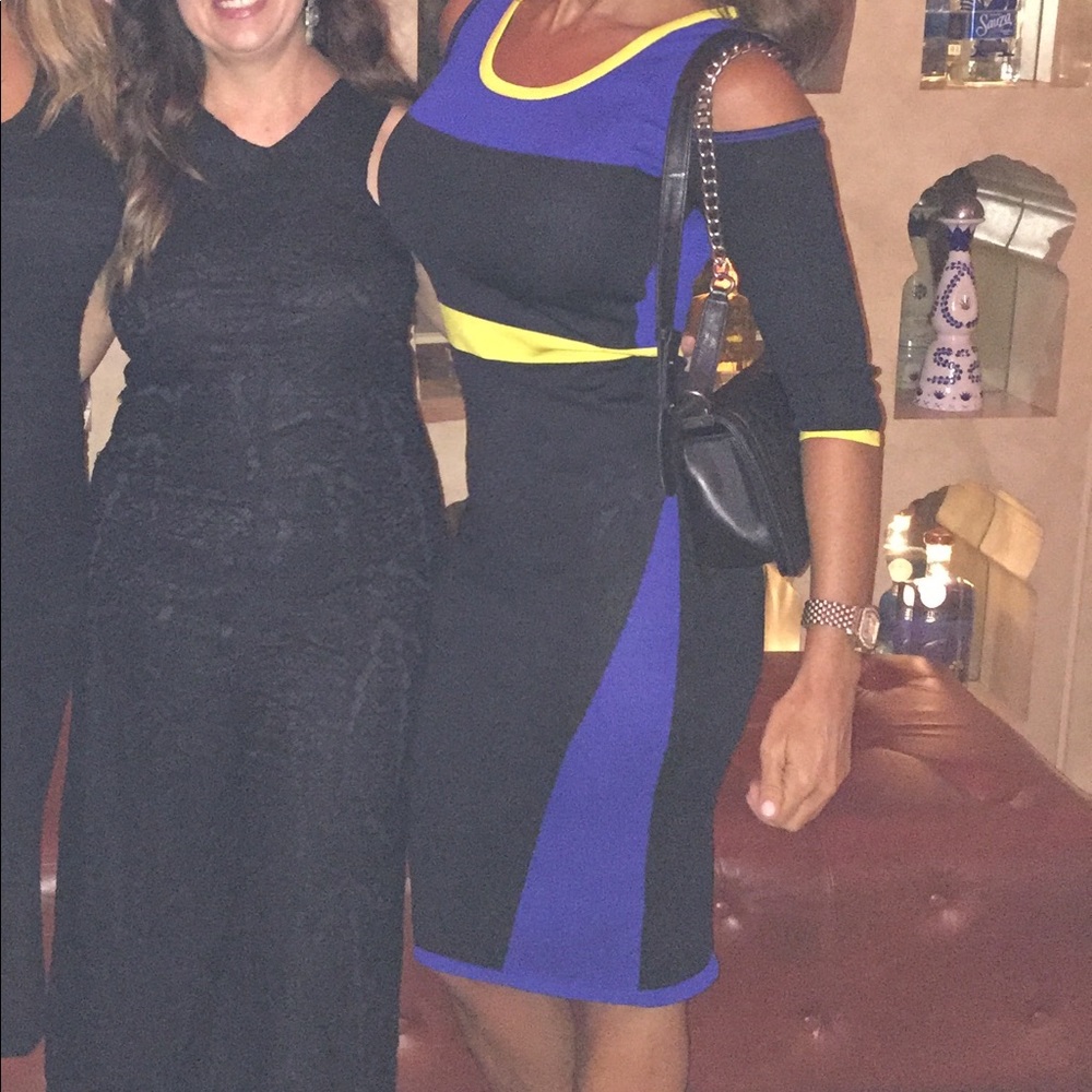 Cold shoulder color block dress